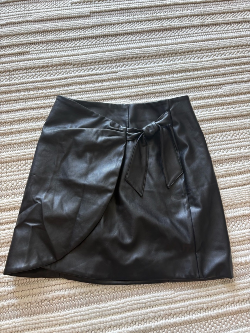 LOFT Black Faux Leather Tie-Waist Pencil Skirt